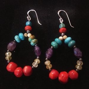 Vintage Barse sterling mutistone earrings